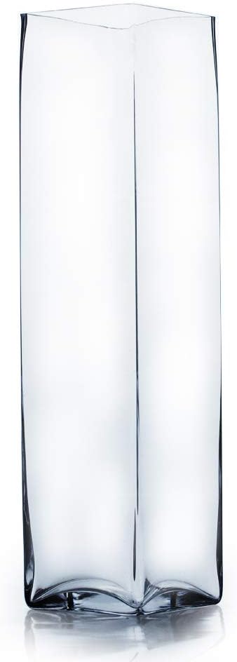 WGV Tall Square Vase Glass Block, Length 5", Height 23.5", Clear Large Floral Plant Container, Fish Tank, Planter Terrarium for Wedding Party Event, Home Office Decor, 1 Piece