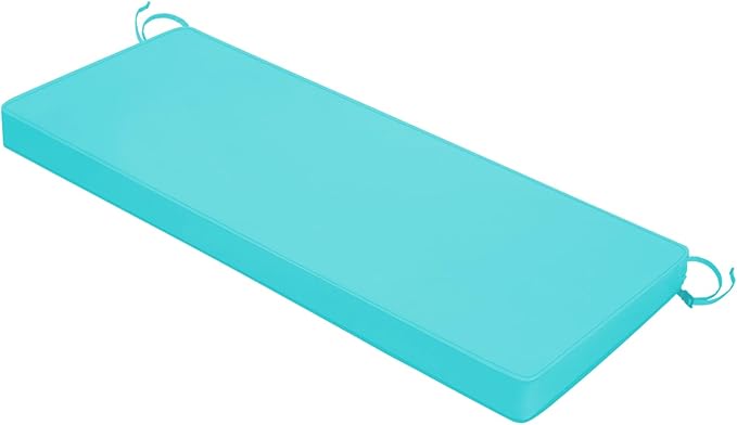 Outdoor Bench Cushion 48x18x3 Inch with Ties, Thick Waterproof Porch Swing Cushions for Patio Furniture Chair Pad, Seat Sofa Garden Replacement Cushion Sponge Filling