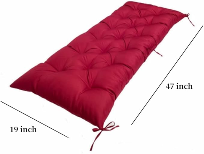 Srutirbo Waterproof Indoor/Outdoor Bench Cushion Garden Non-Slip Swing Chair Cushion, Loveseat Cushion for Patio Furniture Swing Wicker Garden Bench, Indoor Lounger Seat (Dark red, 47x19in)