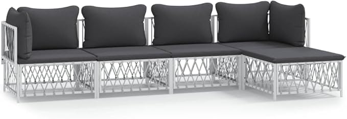 Garden Lounge Set White, Dark Grey Outdoor Furniture Set Garden Seating Ensemble for Pond Outdoor