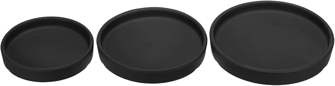 3 Pack Planter Saucers - Ceramic Plant Tray Flower Pot Drip Trays Round Apply to Outdoor/Garden (4/5/6inch, Black)