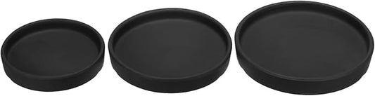 3 Pack Planter Saucers - Ceramic Plant Tray Flower Pot Drip Trays Round Apply to Outdoor/Garden (4/5/6inch, Black)