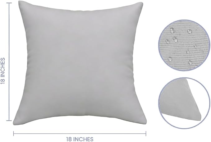 JMGBird Water-Resistant Outdoor Pillows Set of 2, 18x18 inch Durable Pure Grey Throw Pillows with Inserts for Patio Furniture