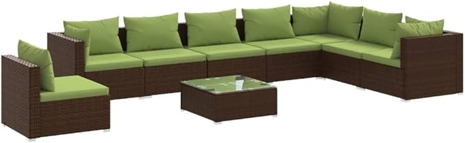 Garden Lounge Set Brown, Green Patio Furniture Set Garden Seating Ensemble for Pond Backyard