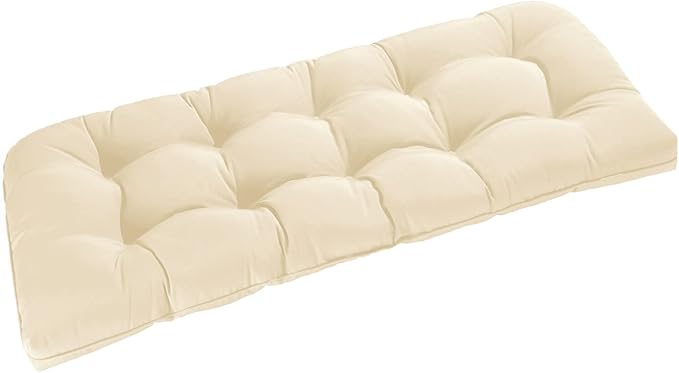 downluxe Outdoor Bench Cushion for Patio Furniture, Waterproof Tufted Overstuffed Porch Swing Cushions, Thick Outdoor Loveseat Cushions, 48" X 18" X 5", Beige, Set of 1