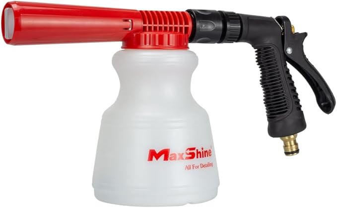 Maxshine Low Pressure Foam Gun – 1L Bottle, Anti-Slip Base, Universal Garden Hose Connection – Lubricated Foam, Dirt Removal, Quick Cleaning for Automotive Exterior