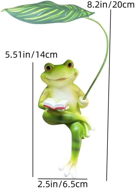 Adorable Animal Garden Statue with Umbrella - Charming Outdoor Decor for Yard, Patio, or Garden (Frog Read a Book)