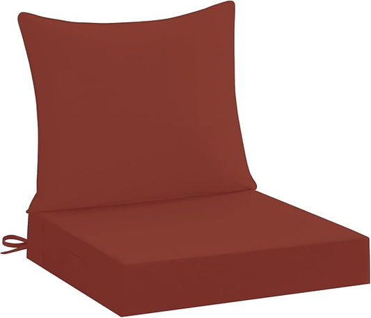 downluxe 19x19 Outdoor Chair Cushions, Waterproof Fade Resistant Patio Furniture Cushions with Handle & Removable Cover, Deep Seat Outdoor Cushions for Sofa, Couch and Patio Chairs, Brick Red
