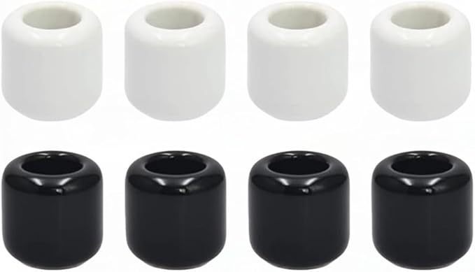 Ceramic Chime Candle Set - 0.7 Inch Diameter, Home Small Candle Holders for Casting Chimes, Rituals, Spells, Vigil, Wiccan Supplies & More (8 Pcs, Black, White)