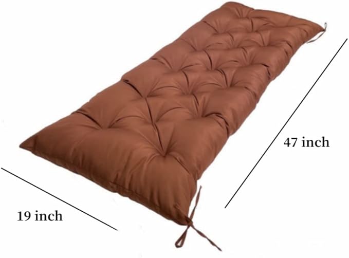 Srutirbo Waterproof Indoor/Outdoor Bench Cushion Garden Non-Slip Swing Chair Cushion, Loveseat Cushion for Patio Furniture Swing Wicker Garden Bench, Indoor Lounger Seat (Dark Brown, 47x19in)