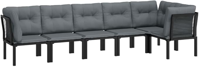 Garden Lounge Set Black and Dark Gray Patio Furniture Set Garden Seating Ensemble for Backyard Deck