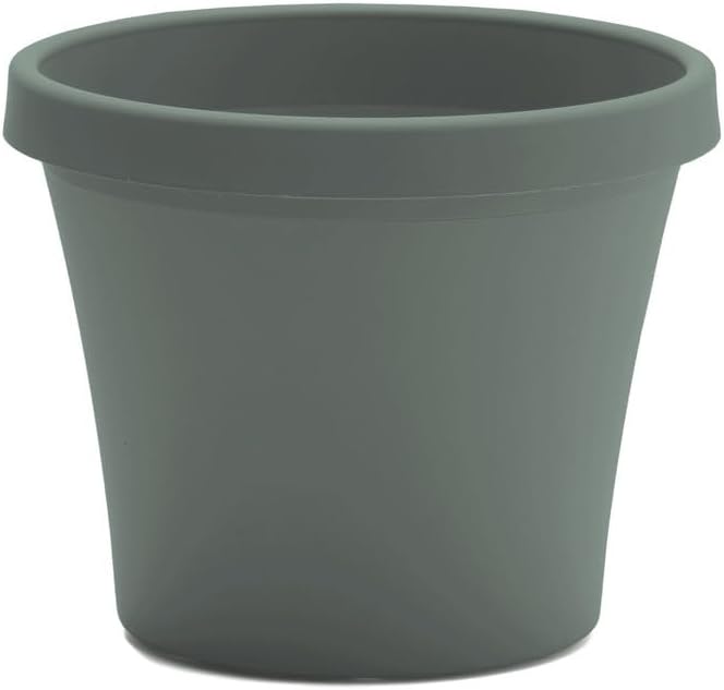 Bloem Terra 4" Diameter Round Basil Resin Planter Pot with Pre-Drilled Drainage Holes for Indoor and Outdoor Gardening