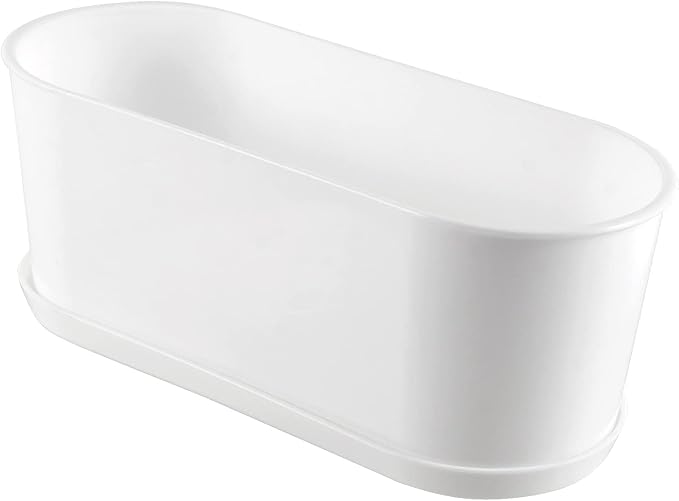 10 Pack 9 x 3.5 x 3.3 Inch Rectangle Window Planter Boxs, White Plastic Plant Pot with Saucers and Drainage Hole, Plastic Plant Pot for Windowsill Balcony Garden Home Office