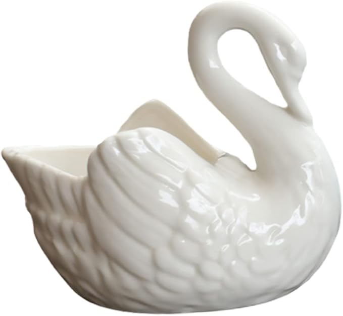 Cute Succulent Pot White Swan Planter Swan Decor Ceramic Vase Tabletop Garden Decor