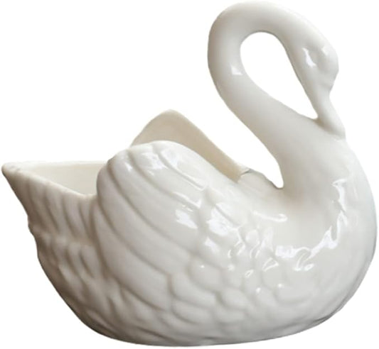 Cute Succulent Pot White Swan Planter Swan Decor Ceramic Vase Tabletop Garden Decor