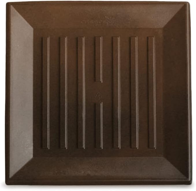 Crescent Garden Universal Square Plant Saucer, Weatherproof Durable Drip Tray for Square Planter, Heavy-Duty Plastic Drainage Dish, Indoor/Outdoor Flowerpot Saucer - 11'' inner x 14.5" outer (Rust)