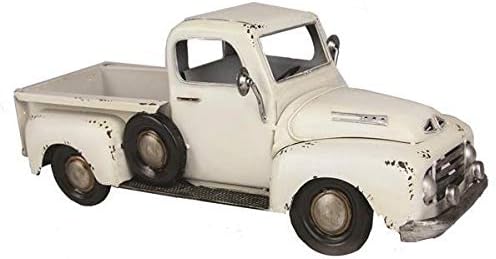 Antique White Metal Farm Truck Planter - Farm Truck Decoration Fall Christmas AM0245