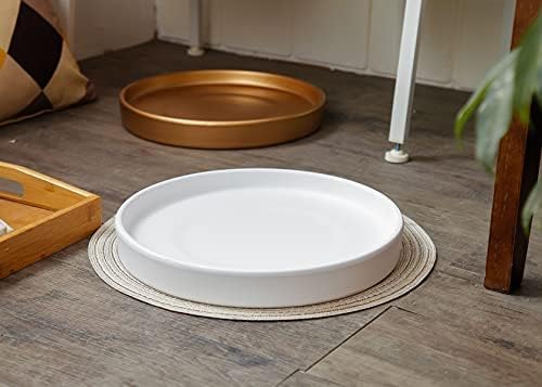 15 Inch Large Ceramic Saucer - Ceramic Drainage Tray for Plant Pot (Matte White)