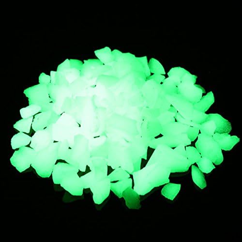 Shiny Stone Glow in The Dark Aquarium Neon Gravel Sand, Decorative Rocks for Fish Tank and Fairy Garden, Home Dec,305g/0.67lbs (8-15mm, Yellow Green)