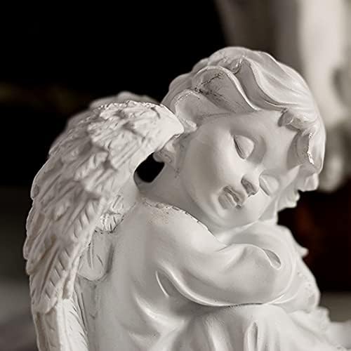 Asng Cherubs Angels Resin Garden Statue Figurine, Adorable Angel Sculpture Memorial Statue, Indoor Outdoor Home Garden Decoration (Hug Little Angel-Left)