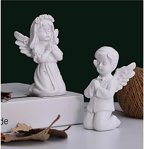 Asng Cherubs Angels Resin Garden Statue Figurine, Adorable Angel Sculpture Memorial Statue, Indoor Outdoor Home Garden Decoration (Praying Cherub-boy)