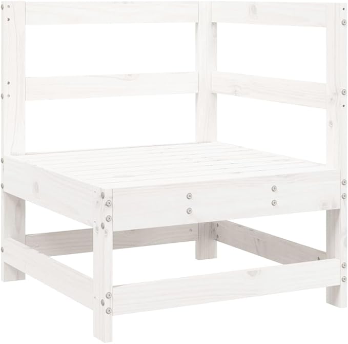 Garden Lounge Set White Solid Pine Wood Modular Lounge Set Garden Seating Ensemble for Pond Outdoor