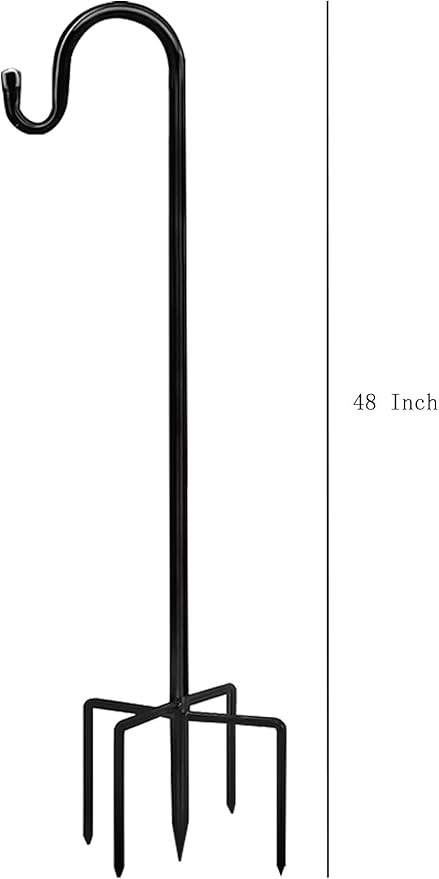 Bird Feeders Pole,Shepherds Hooks for Outdoor 2 Pack 48 Inch Bird Feeders for Outdoors with 5 Prongs Base Hanging Planters for Outdoor