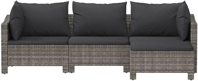 Garden Lounge Set Gray Poly Rattan Medium Durable Garden Furniture Set for Backyard Backyard