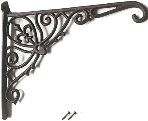 Cast Iron Hanging Plants Bracket, Heavy Duty 12" Indoor Outdoor Durable Wall Planter Hooks for Flower Pots Basket Bird Feeder Wind Chime Lanterms Patio Lawn Garden Hanger Hardware Bracket