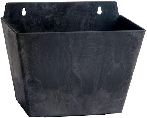 Root & Vessel Self Watering Wall Planters for Indoor or Outdoor Plants, Unique Marbled Wall Pot, Made of Eco-Friendly Blend of Stone and Plastic, Black, 8.5"