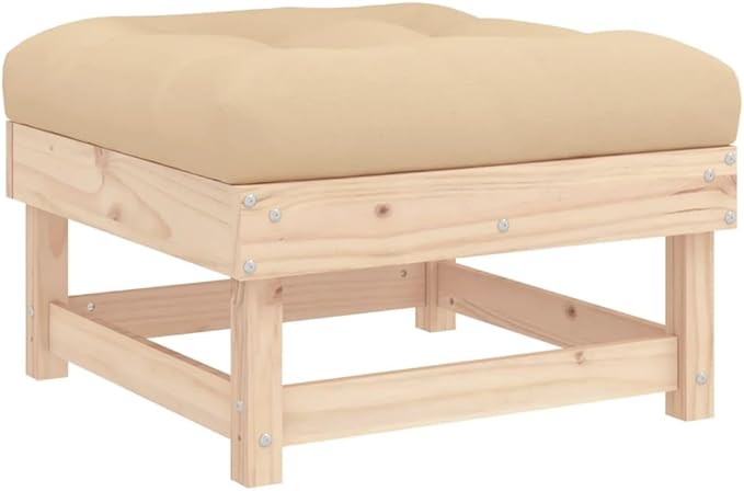 Garden Lounge Set Beige, Natural Wood Outdoor Seating Set Garden Seating Ensemble for Backyard Deck