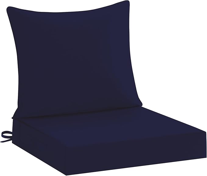 downluxe 22x22 Outdoor Chair Cushions, Waterproof Fade Resistant Patio Furniture Cushions with Handle & Removable Cover, Deep Seat Outdoor Cushions for Sofa, Couch and Patio Chairs, Navy