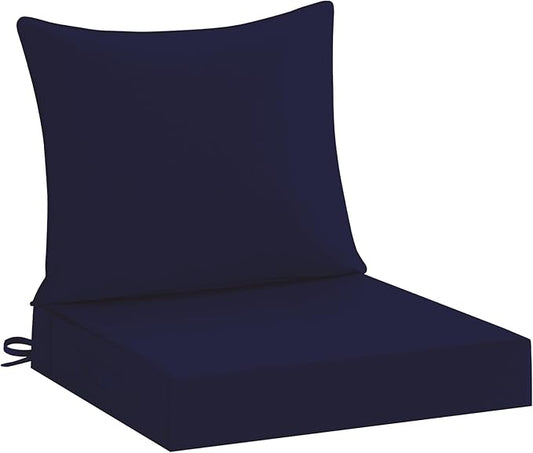 downluxe 22x22 Outdoor Chair Cushions, Waterproof Fade Resistant Patio Furniture Cushions with Handle & Removable Cover, Deep Seat Outdoor Cushions for Sofa, Couch and Patio Chairs, Navy