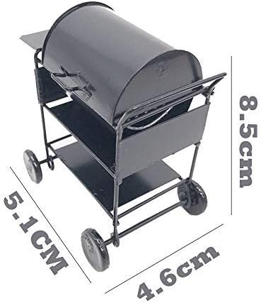 Dollhouse Decoration Accessories, BBQ Grill Miniature Yard Garden 1/12 Dollhouse Barbecue Picnic Grill Oven Black