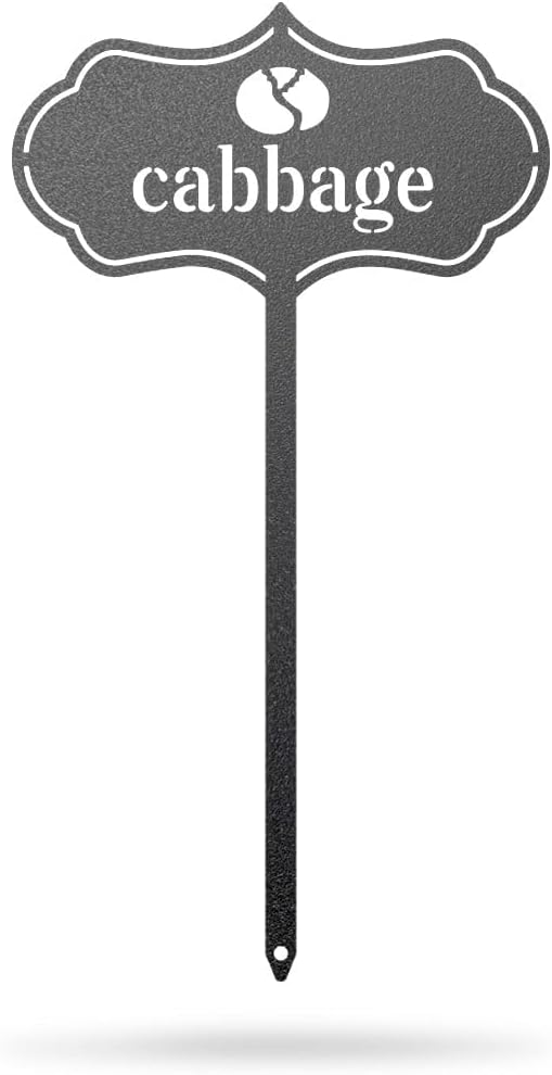 RealSteel - Seed & Plant Markers - Indoor/Outdoor Herb Garden Stakes - Elegant Fruit/Vegetable Seed Labels - Durable Plant Tags for Pots - Classy Design for Farmhouse/Greenhouse (Cabbage)