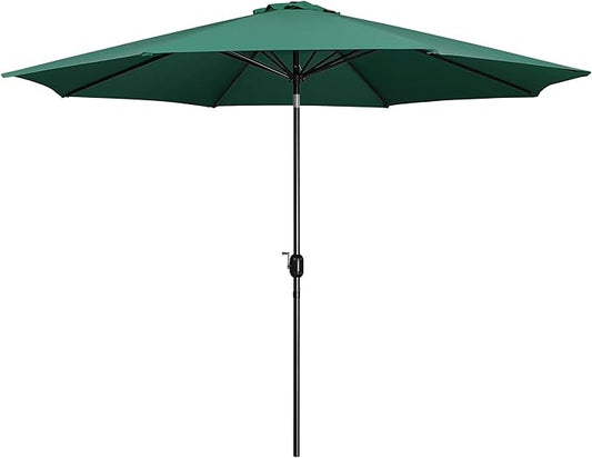 Yaheetech 11FT Patio Umbrella Outdoor Market Table Umbrella with Push Button Tilt & Crank for Garden/Lawn/Deck/Backyard/Pool/Beach, 8 Ribs, Dark Green