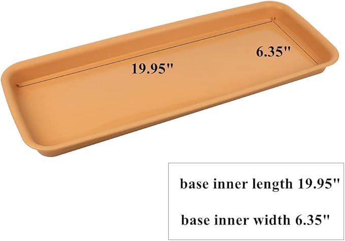 BangQiao 21 Inch Plastic Rectangular Planter Pot Saucer Tray for Indoor and Outdoor Plants, Pack of 3, Terracotta