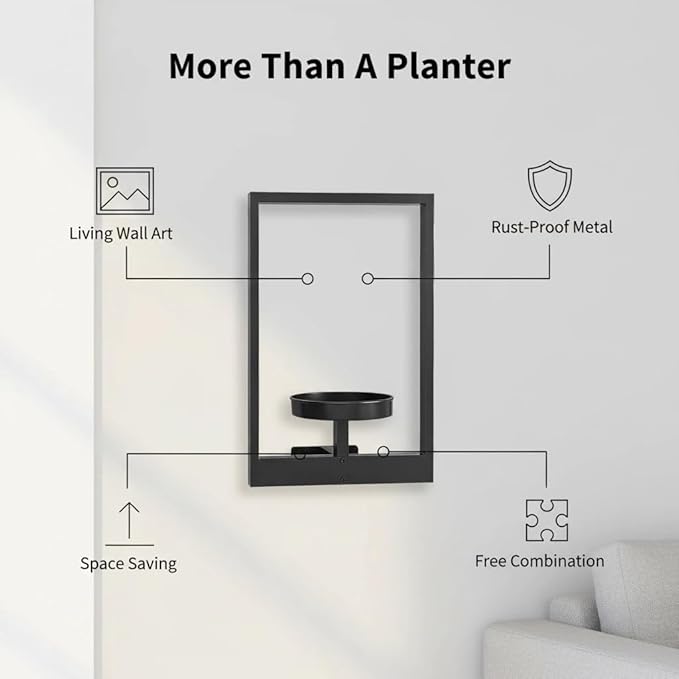 Wall Planter for Indoor Plants,Metal Floating Plant Racks,Picture Frame Design Hanging,Suitable for Window Plant Holders for Living Room,Bedroom,Balcony,Entryway,Patio 3-Pack