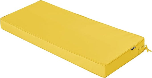 Outdoor Bench Cushion 42 x 18 Inch Thick Waterproof Porch Swing Cushions with Tie Patio Furniture Chair Cushion Bench Pad Color Fastness Backyard Seat Pads, Yellow