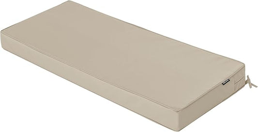Outdoor Bench Cushion 45 x 18 Inch Thick Waterproof Porch Swing Cushions with Tie Patio Furniture Chair Cushion Bench Pad Color Fastness Backyard Seat Pads, Cream