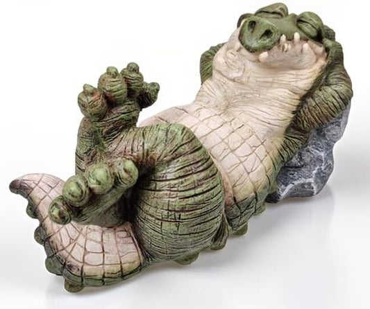Whimsical Lazy Alligator Garden Statue – Funny Crocodile Yard Decor, Relaxing Animal Figurine for Patio, Lawn, Indoor Outdoor Display – Resin Gator Sculpture, Gift for Garden Lovers