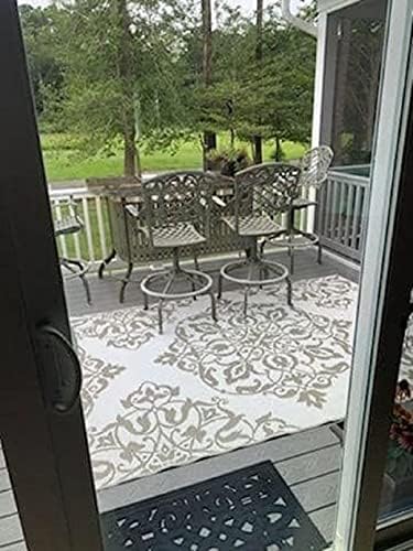 Mad Mats Traditional Outdoor Rug, Reversible Plastic Mat (5' x 8', New Wrought Iron - Cool Silver)