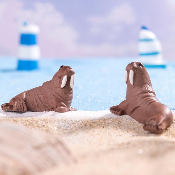 2 PCS Mini Resin Walrus, Fairy Garden Accessories, Miniature Figurines, Micro Landscape Ornaments
