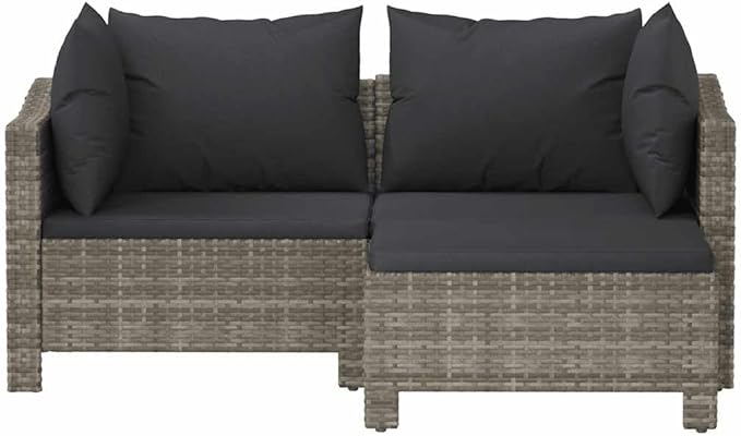 Garden Lounge Set Grey, Dark Grey Outdoor Seating Set Garden Seating Ensemble for Pond Deck
