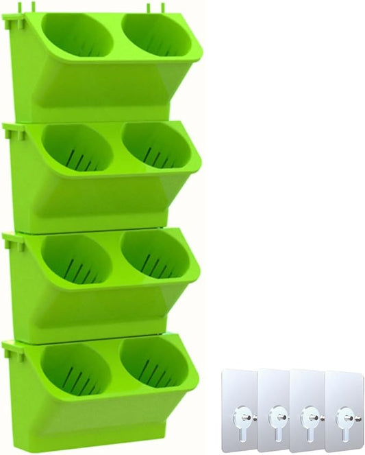 Vertical Wall Planter Stackable Wall Planter Garden Self Watering Wall-Mounted Planter Plant Flower Pot Holder for Indoor Outdoor Wall Plants Vegetables Decoration(Green)