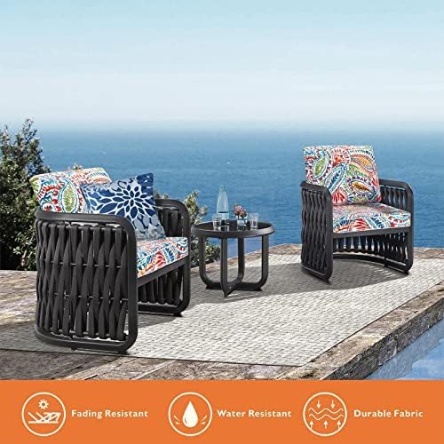 JMGBird Premium Outdoor Chair Cushions Set - 22x22 inch Complete 4-Piece Deep Seat Patio Cushions, Weather Resistant for Patio Furniture & Lounge Seating