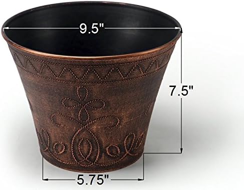9" Rustic Medieval Planter with French Country Look for Indoor Outdoor Garden Patio Office Home Decor (Copper)