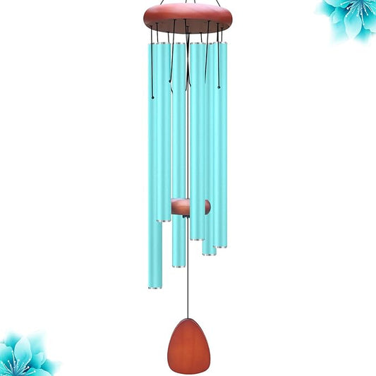 Large Aluminium Wind Chimes Outside, Soothing Melodic Memorial Sympathy Wind Chime, Suitable Outdoor Garden Decor, Gift for Mom Women Neighbors (Blue Wind Chime-36“)