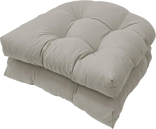 Outdoor Wicker Chair Cushions Set of 2 Waterproof Sliver Grey Tufted Chair Seat Cushion for Patio Furniture18.5x18.5 inches