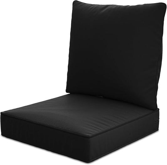 22" x 22" x 6" Outdoor Deep Seat Cushions - Waterproof & Fade Resistant Patio Furniture Replacement Cushions, Non-Slip Outdoor Cushions Fit Loveseats, Couches, Chairs, and Sofas